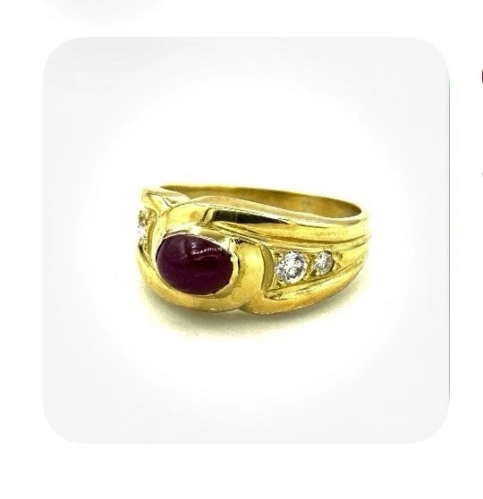 Bague Or 18 Carats Avec Perles, Rubis Et Diamants 0.20 Ct - Poids 11.82 G, Style Cocktail, Occasion