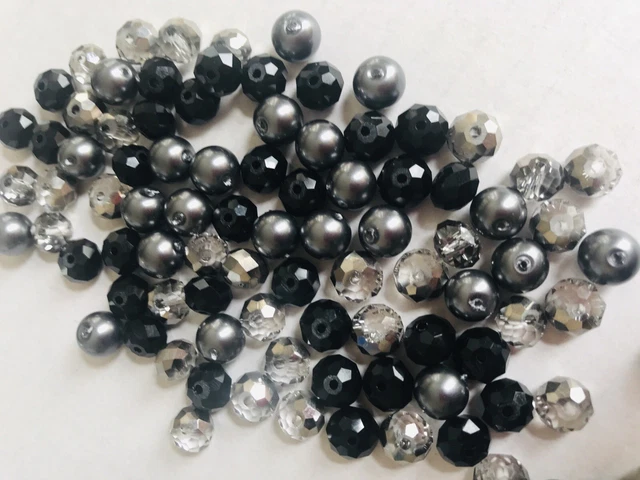 96 Mixed Crystal Glass Beads, Jewellery Making, Craft *New*