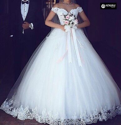 Abito Vestito da Sposa Tulle Bianco Spalle Scoperte Wedding Dress BRID030