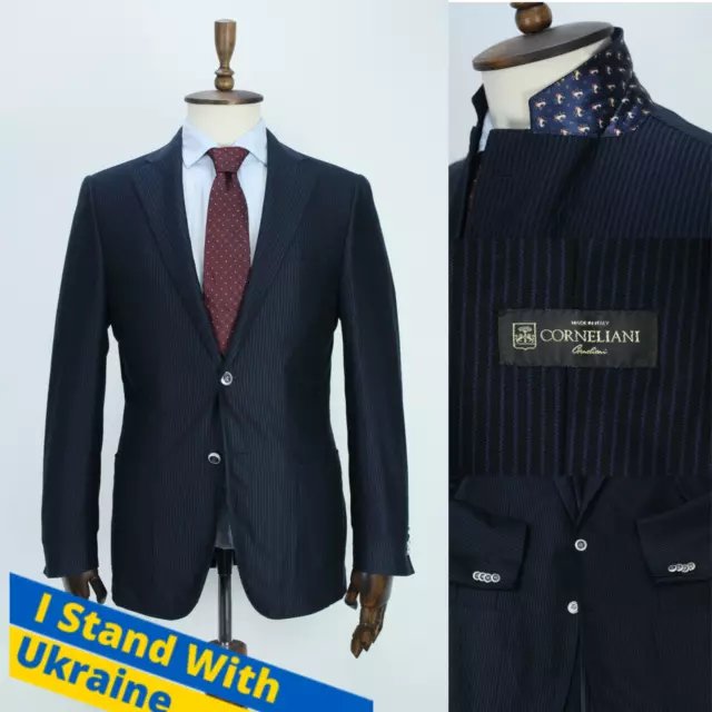 Lux CORNELIANI Blue Striped COTTON Oxford Sport Coat Blazer Jacket 50IT 40US/UK