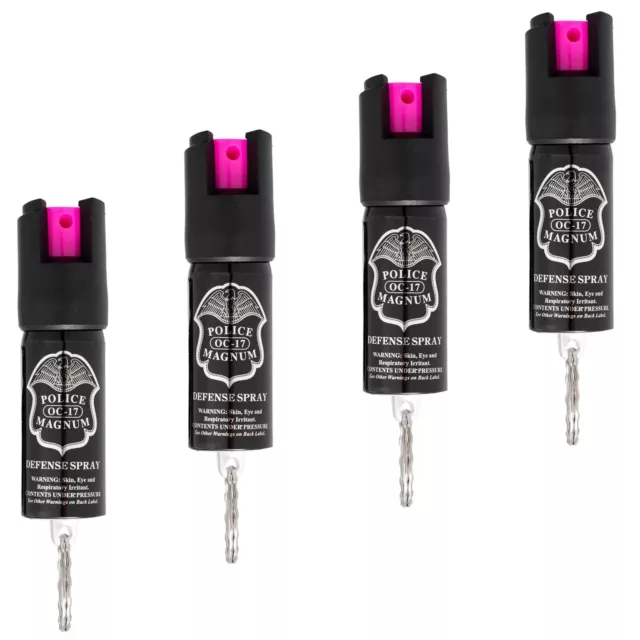 4 PACK Police Magnum pepper spray 1/2oz HP Keyring Defense Security Protection