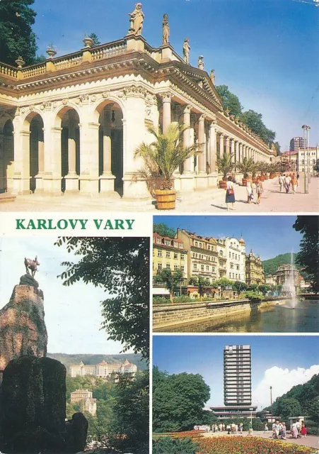 alte AK Karlovy Vary - Karlsbad 4 Ansichten gelaufen Ansichtskarte hf2495i