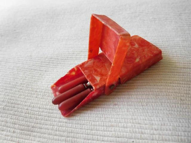 Rare Ancien Kit Set De Manucure Epoque Art Nouveau Art Deco Bakelite Rose B228