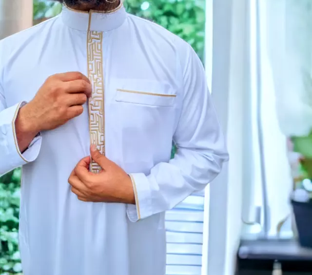 Mens Boys Embroidered Designer Jubba Muslim Thobe Quality Dubai Arab UK