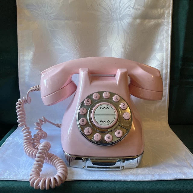 VINTAGE PINK METRO Phone push button flash redial landline note drawer ...