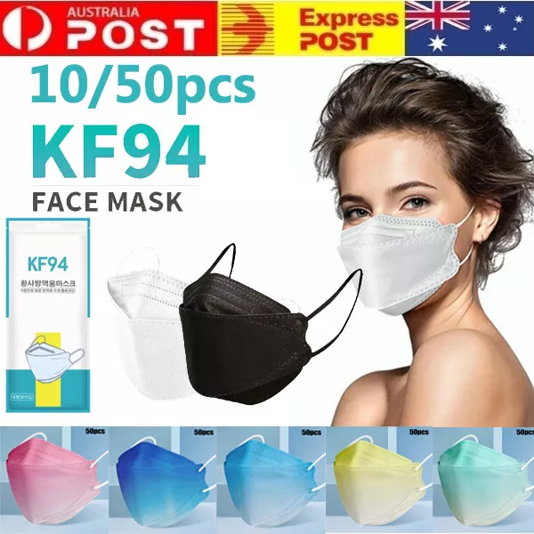 10/50pcs KF94 Mask Respirator Filter Protective 3D Fish Type Face Cover 4 Layer