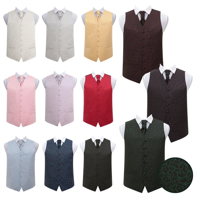 Gilet da sposa da uomo ragazzo set cravatta tessuto motivo vorticoso di DQT