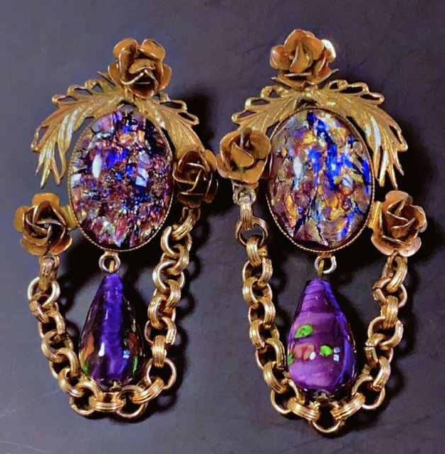 Boucles D'oreilles Et Bracelet ZOE COSTE – Émail Et Nacre Teinté Noir – Très Bon état