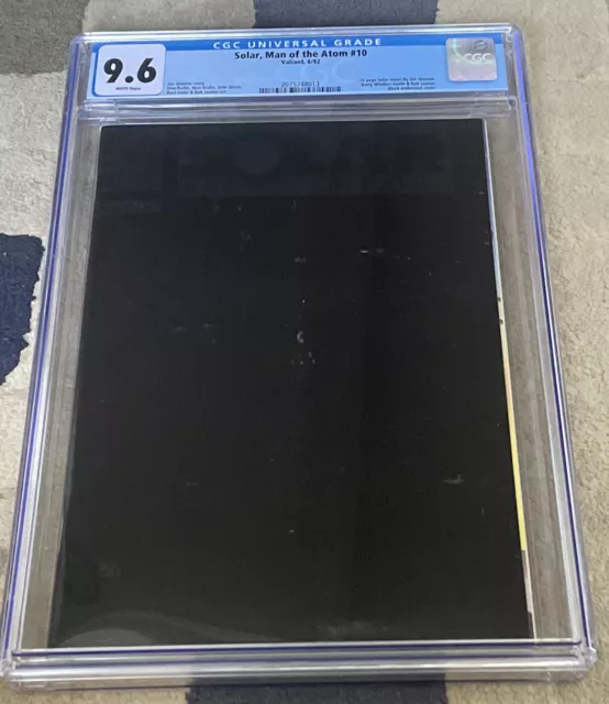 Valiant SOLAR, MAN OF THE ATOM #10 (1992) CGC 9.6 WHITE PAGES Black Cover