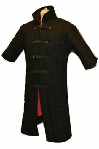 Thick Padded LONG BLACK Gambeson Custom Medieval Armor