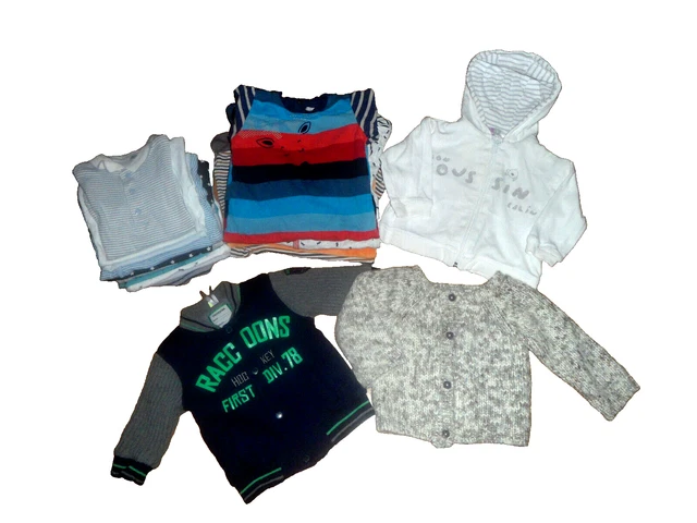 Lot De 17 Vêtements Bébé Garçon 6/9 Mois - Marques Petit Bateau, Catimini, H&M - Occasion Très Bon état