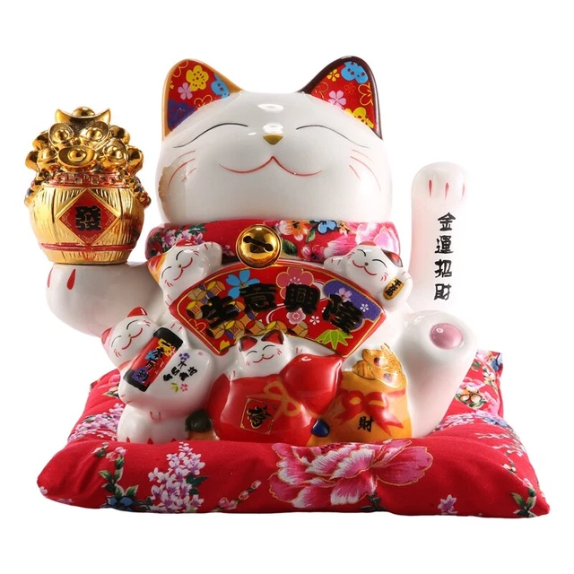 7Inch Ceramic Beckoning Maneki Ornament Feng Shui Decoration Swing Luckyh