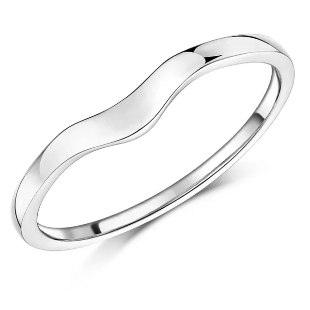 Ladies 9ct White Gold Curved Wishbone Ring Wedding Band 1.5mm Sizes G-T