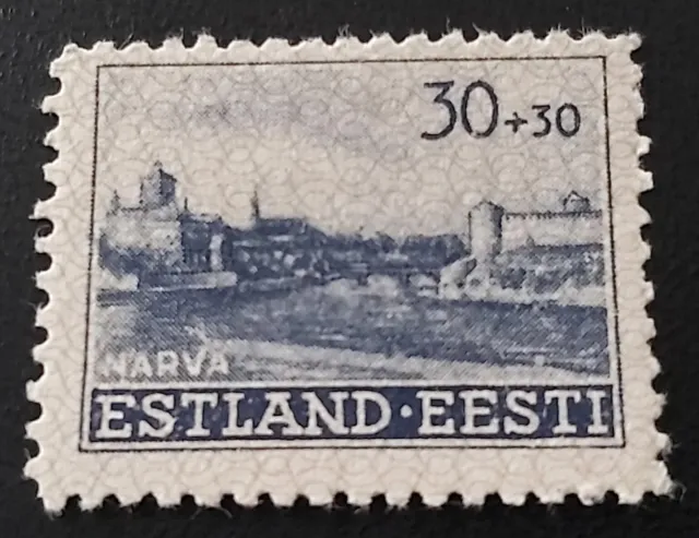 Briefmarke Estland Eesti Narva 30+30 ohne Gummi gebraucht   2. WK ???????
