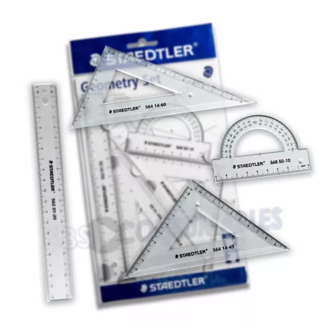 Staedtler 4 Piece Clear Geometry Maths Set Large 569 569 PB4-0* 2