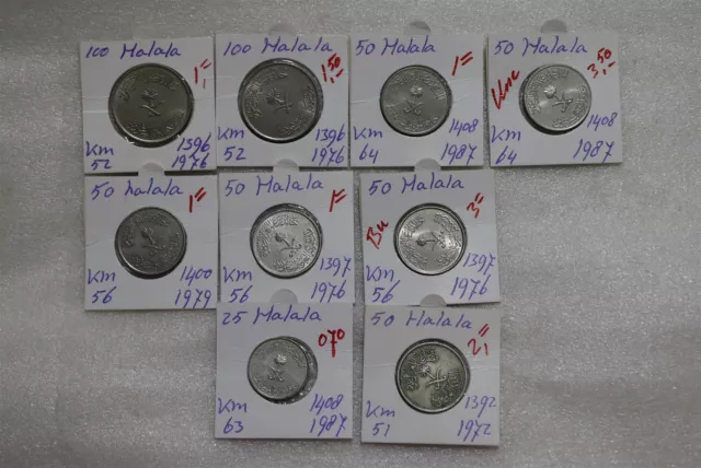 Saudi Arabia - 25/50/100 Halala - 9 Coins B49 #N219