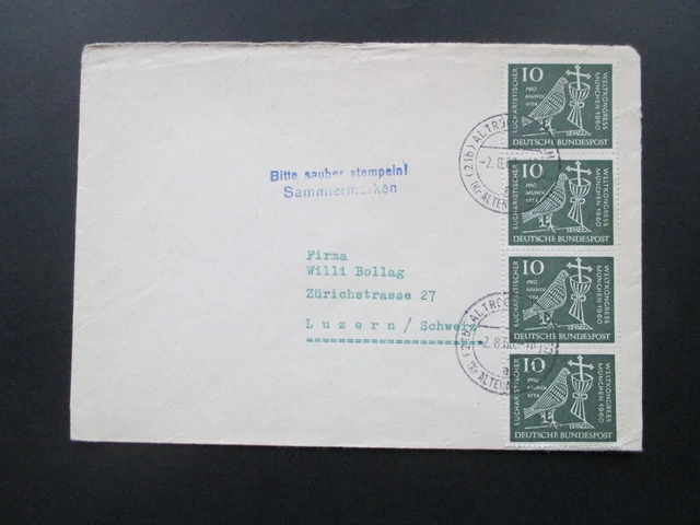 BRD 1960 Weltkongreß Nr. 330 MeF senkr. 4er Streifen. in die Schweiz