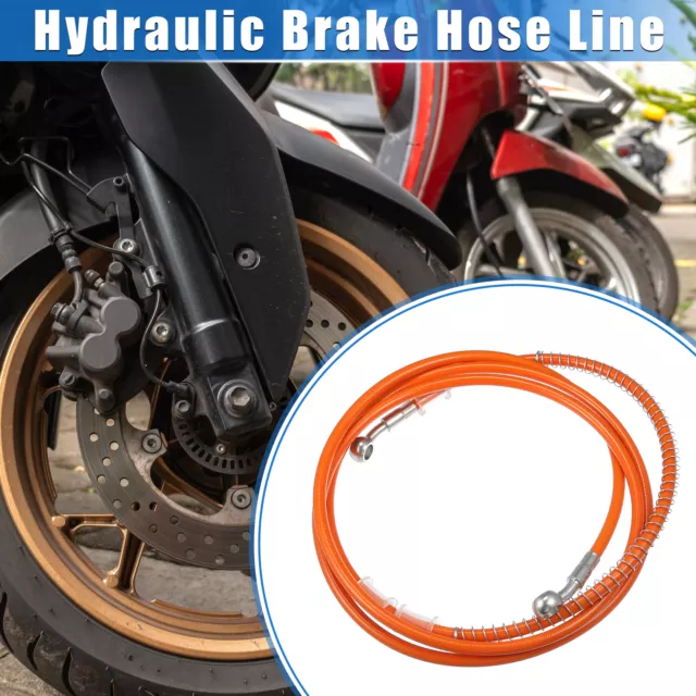 Motorcycle 220cm 86.61" 10mm 0.39" Hydraulic Brake Hose Line Pipeline Orange