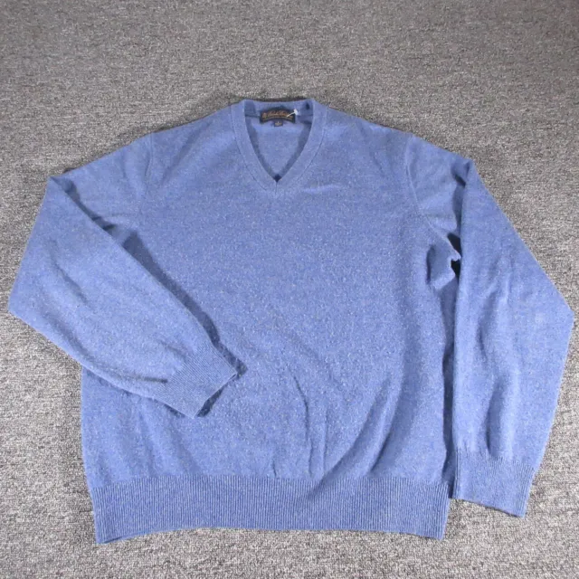 Brooks Brothers Sweater Mens Large Blue Pullover 2 Ply Scottish Cashmere V Neck