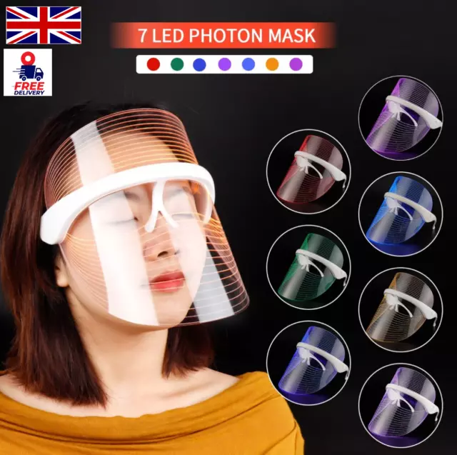 7 Colors LED Light Photon Therapy Face Mask Anti-aging Wrinkles Facial Mask UK