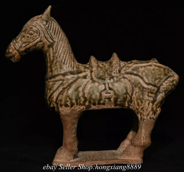 10" Rare Old Chinese Wucai Porcelain Feng Shui Stand Horse Steed Sculpture