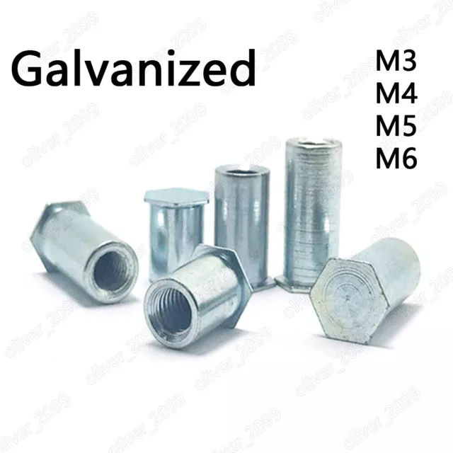 Galvanized Steel Blind Hole Rivets Column Nuts Hex Head M3 M4 M5 M6