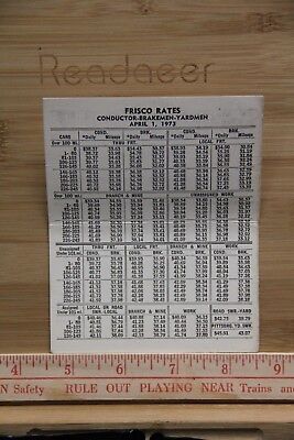 Frisco Card Rates Conductor Brakeman Yardman 1973 Railway Lines Railroad