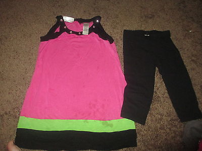 Self Esteem Girls Size 5 Pink/Black 2 Piece Tank Top/Bottom Outfit - See Details
