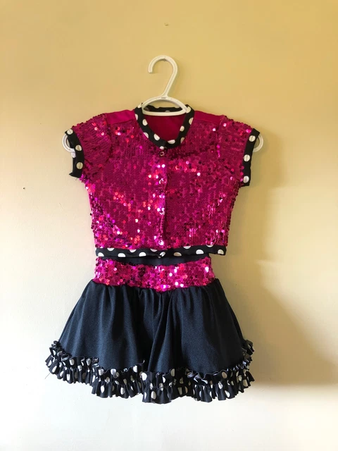 Weissman Girls Size IC 2-Piece Pink Sequined Jacket Black Sleeveless Dress