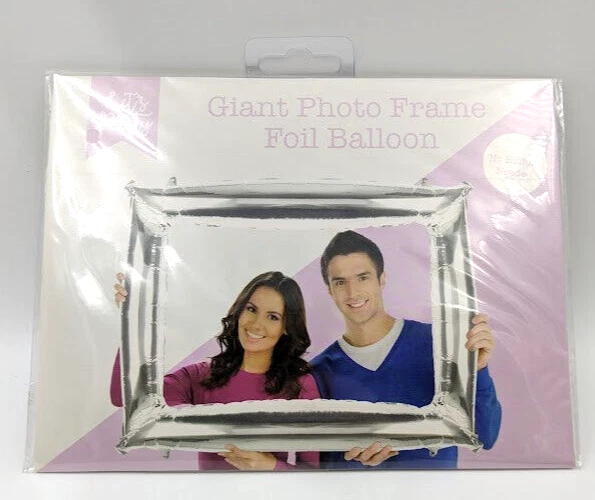 GIANT SILVER PHOTO Frame Foil Balloon 87x73cm £2.99 PicClick UK