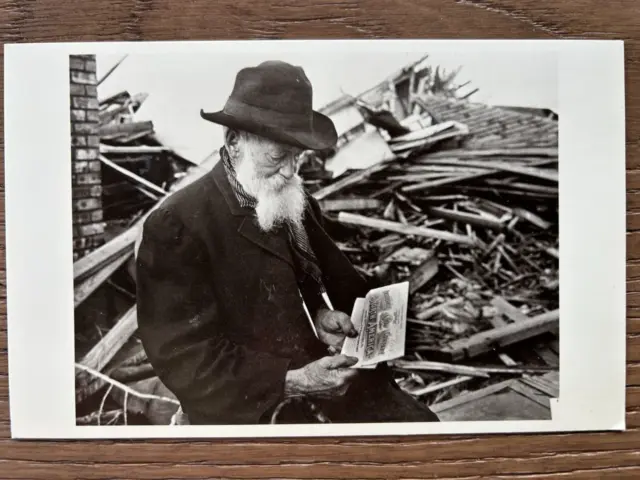 Postcard Old Bearded Man Hat Reproduction of early card Storm Damage