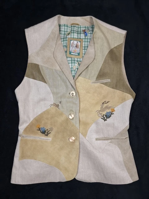 Gilet tradizionale Meindl 100% lino e pelle taglia 44 giacca Janker #4141