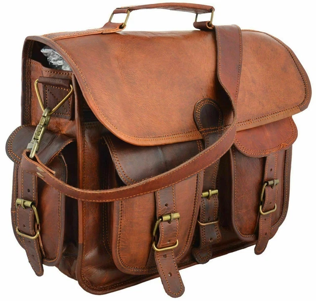 Briefcase Genuine Vintage Leather Messenger Satchel Laptop Shoulder New Men Bag