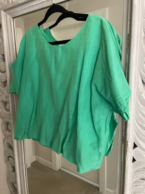 Anthropologie Velvet by Graham & Spencer Green Short Sleeve Top - Size M (Cotton