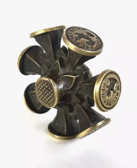 Rare Antique Victorian Brass Multi Seal Wheel