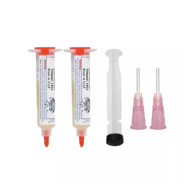 2PCS 10CC Solder Flux Paste Lead-free Needles Booster Syringe Pusher for