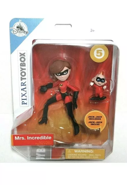 Disney Store Pixar Toybox Mrs. Incredible Action Figure With Jack-Jack Nwb