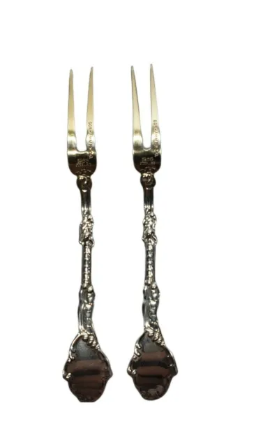 Two Vintage Antique Sterling Silver Mini Forks By Gorham
