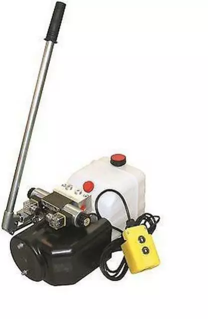 Flowfit 12V DC Double Acting Hydraulic Power pack with Tank & Back Up Hand Pump