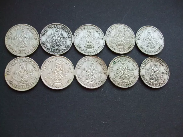 Date Run Silver Shillings 1937-38-39-40-41-42-43-44-45-1946 Scottish  Coins