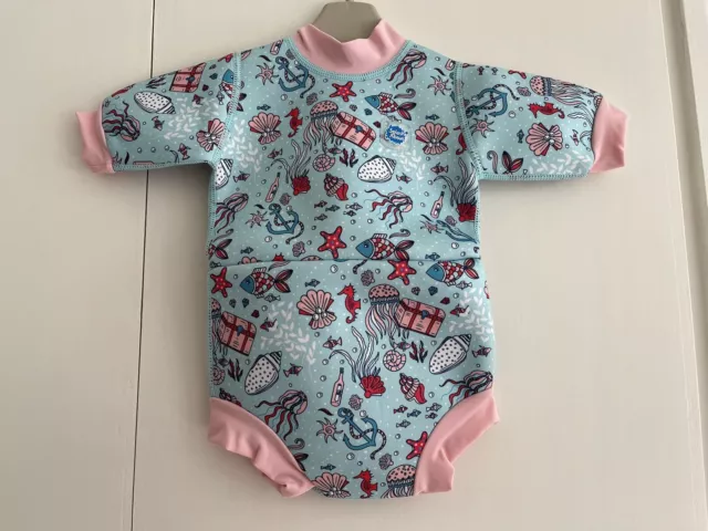 Baby Girls Splash About Happy Nappy Wetsuit Medium 3-8 Month Pink Sea Life BNWT