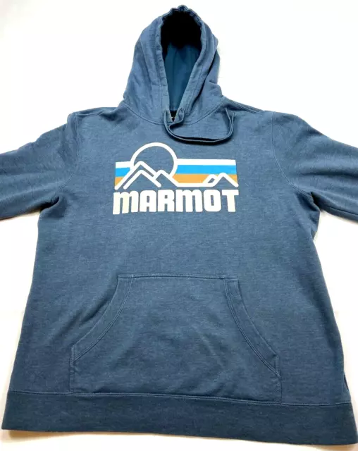 Marmot Men's XL Blue Coastal Hoodie Drawstrings Kangaroo Pocket Camping Outdoors