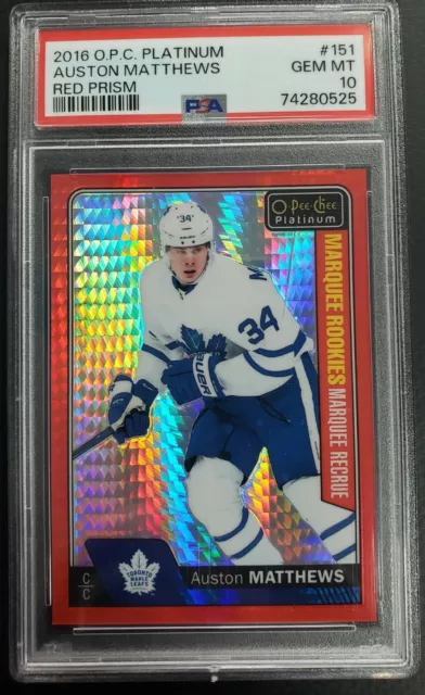 AUSTON MATTHEWS Rookie RC 2016-17 O-Pee-Chee Platinum Red Prism /199 PSA 10 Gem