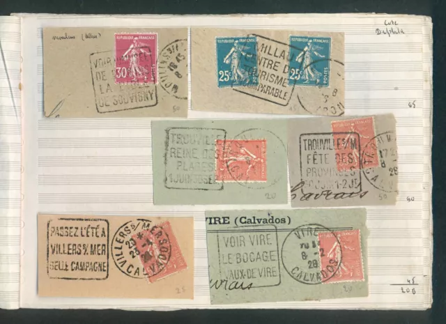 41 Cachets DAGUIN sur fragments 1925 1928 1950...+ carte journée du timbre 1985 2