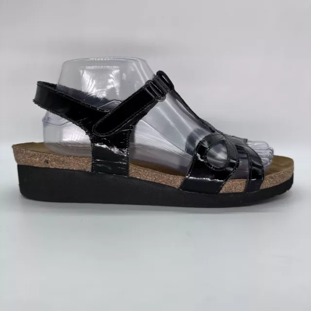 Noat Rachel Black Patent Leather Slingback Low Wedge Sandal Women 10 US EUR 41