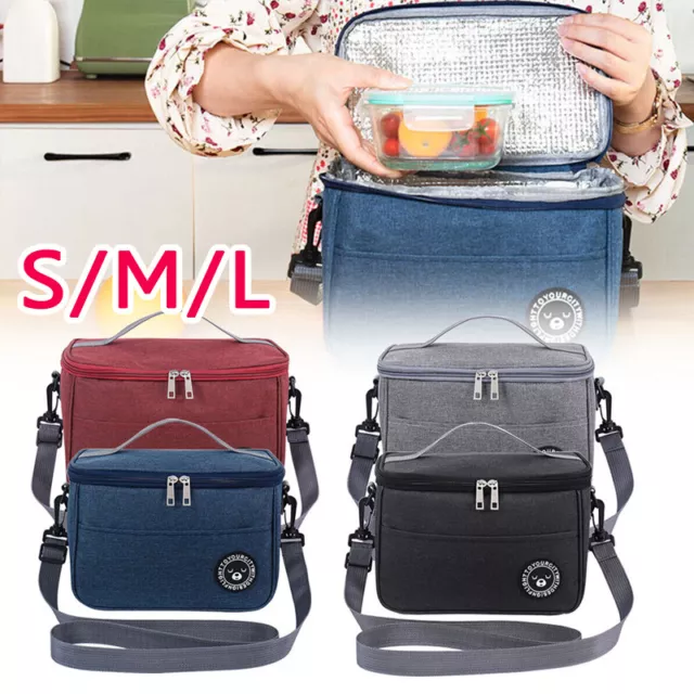 Large Insulated Lunch Bag Men Thermal Cool Hot Food Storage Adult Kids Tote Box