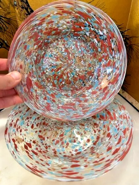 Vintage Italian Archimede Seguso Murano glass bowls set of 2