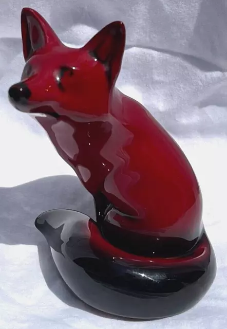 Vintage Royal Doulton Flambe Seated Fox Figurine Signed by Fred Moor