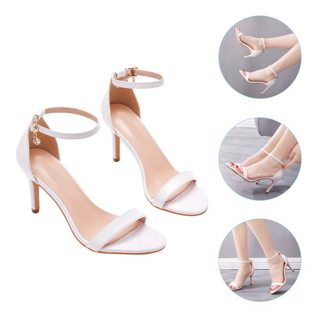 White Wrap Heels High Heel Wedding Shoes Wedding Sandals One Word Belt