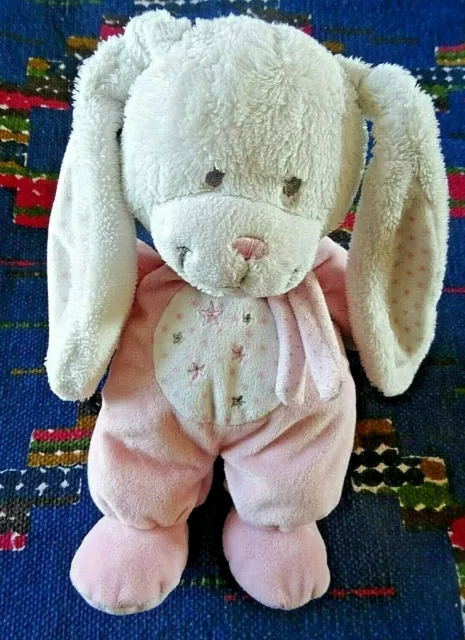 Ib/ Doudou Peluche Tex Lapin Blanc Rose Etoile Foulard Pois 24 Cm Tbe